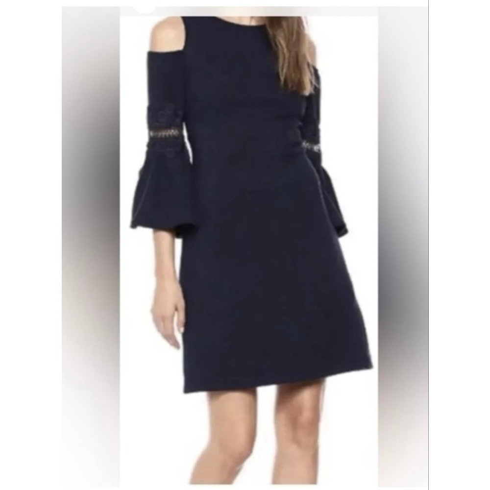 Eliza J Black Cold Shoulder Lace Bell Sleeve Mini Dress Size 14
